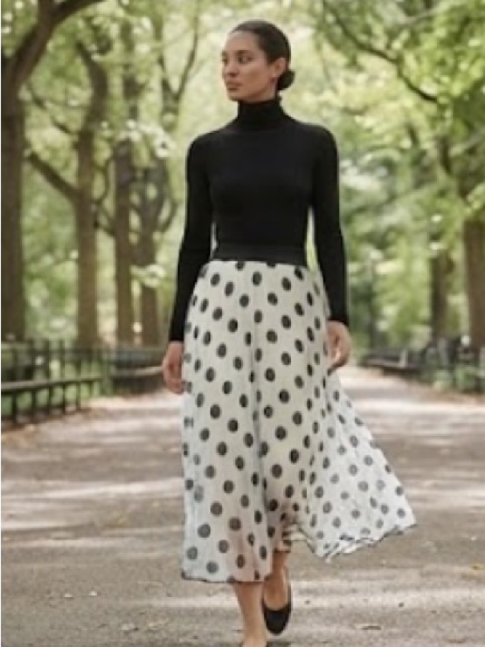 Black & White Polka Dot Chiffon Maxi Skirt | Sz 8 | Like New!